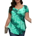 thumbnail image 2 of Fancyglim Womens Plus Size Tunic Summer Tops Casual Henley T-Shirts Green 3xl, 2 of 7