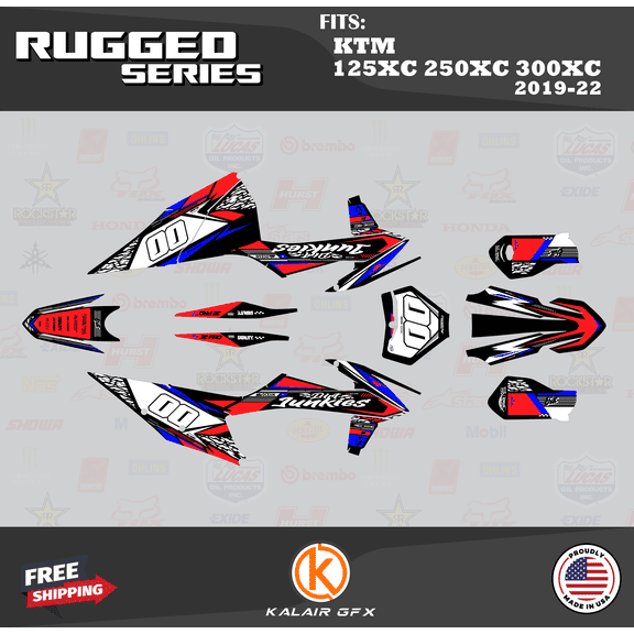 Kalair GFX Graphics Kit for KTM Enduro 2-Stroke 125 XC, 250 XC and 300 XC (2019-2022) Rugged Series