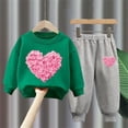 thumbnail image 2 of Likimi Children Valentine'S Day Pullover Set Fashion Long Sleeve Crew Neck Cute Printed Shirt Long Pants Spring Autumn Two Piece Set For Girls Boys Green Size 6-7 Years, 2 of 3