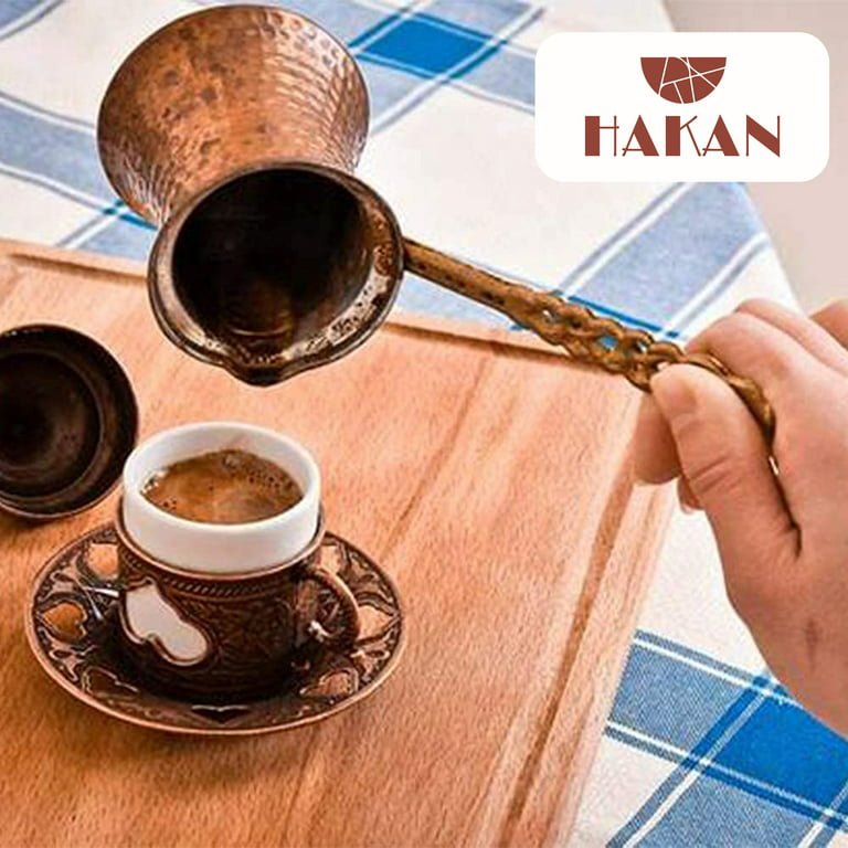 12 Oz Turkish Coffee Pot - Briki Greek, Arabic, Turkish Coffee Maker with  Wooden