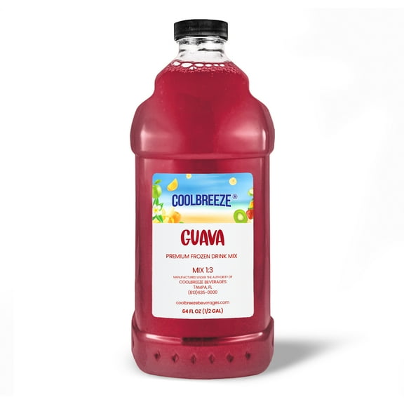 Cool Breeze Beverages Shelf Stable All Natural Fruit,Drink Mix - 1/2 Gal (64fl oz) Bottle - Guava Pink, 3 Pack