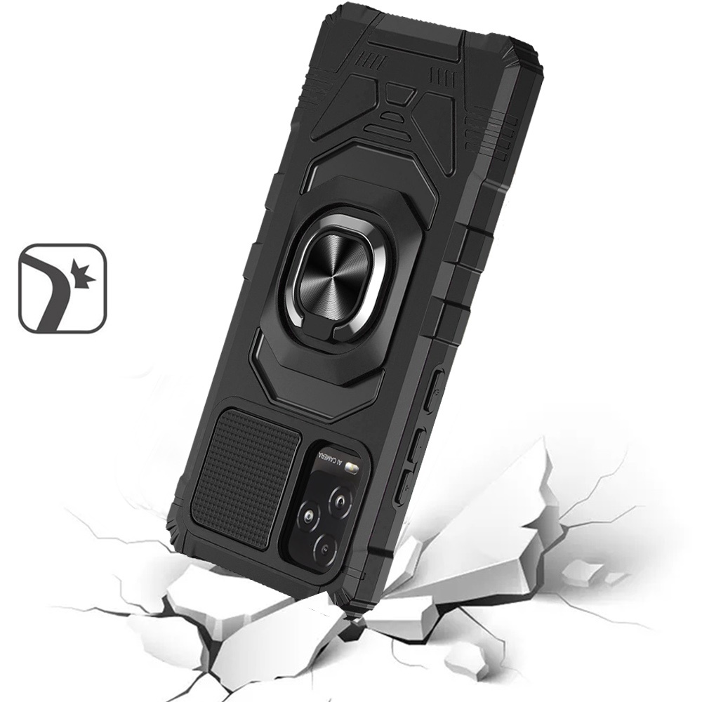 For BLU View 5 Pro Hybrid Dual Layer with 360° Rotate Magnetic Ring Stand Holder Kickstand TPU Rugged PC Shockproof Cover ,Xpm Phone Case [ Black ]
