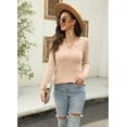 thumbnail image 4 of Sherrylily Women Waffle Knit Henley Tops Casual Long Sleeve V Neck Pullover XS-XL, 4 of 7