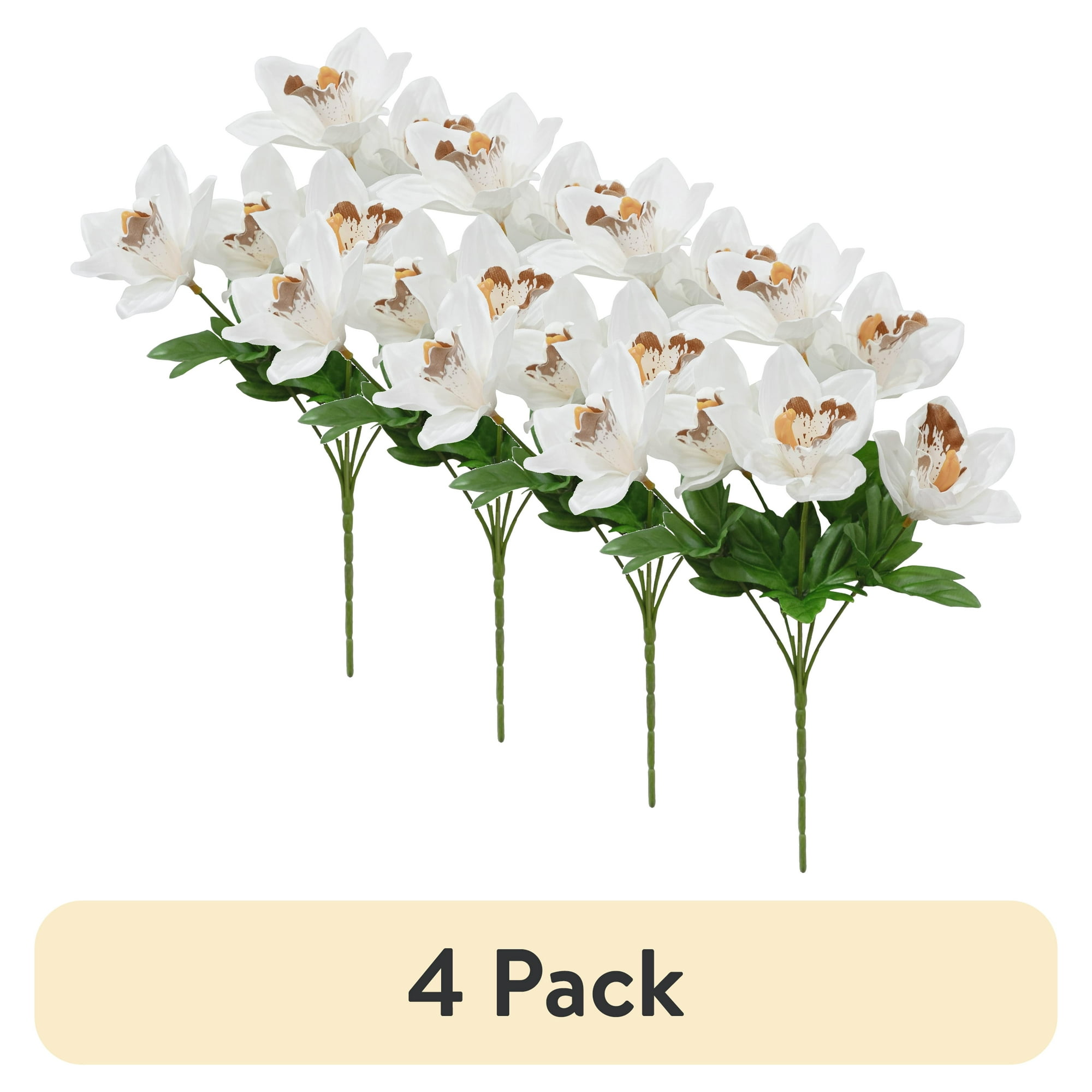 (4 pack) Mainstays 13 in Artificial Silk White Orchid Pick