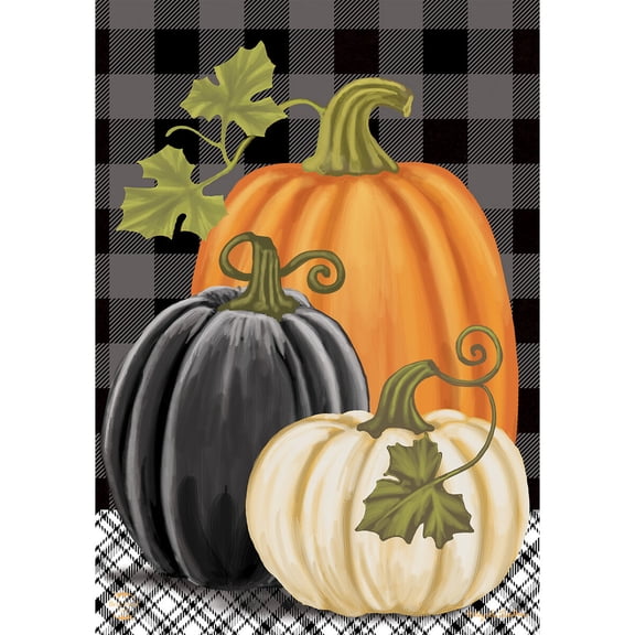 Briarwood Lane Fall Garden Flag 12x18 For Outdoor Checkered Pumpkins Autumn For Fall Garden Flag Flags For Outside