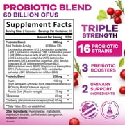 Probiotics 60 Billion CFU Per Serving for Women - 16 Unique Strains, Prebiotics Cranberry & Lactobacillus, PH Balance, Digestive & Gut Health, Vaginal & Immune Support, Womens Probiotic, 60 Capsules