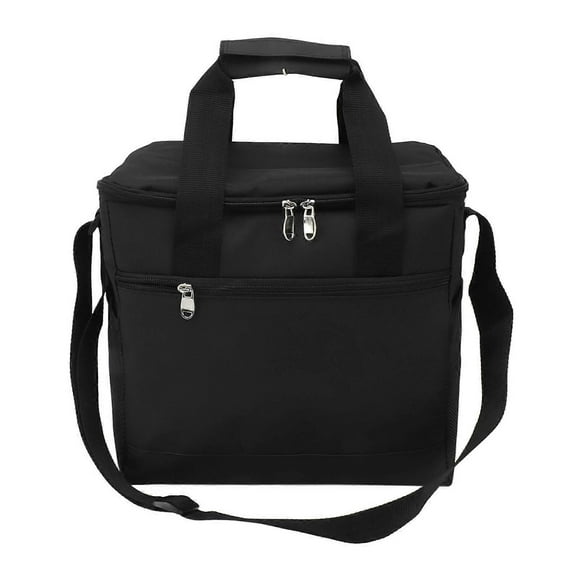 Collapsible Cooler Bag 15L Large Capcity Insulated Leakproof Heat Preservation Food Bag for Beach Picnics Camping Barbecues Black