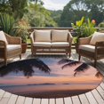 thumbnail image 5 of Summer Beach Landscape Round Living Room Rugs 7 ft, Red Coastal Ocean Sunset Palm Tree Sky Washable Area Rug with Non-Slip Sturdy Edge Binding Round Carpet for Kitchen Office Bedroom, 5 of 9