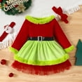 thumbnail image 2 of Toddler Baby Girl Christmas long sleeve Dress Santa Claus Red Princess Tulle Dress with Headband Outfits, 2 of 7