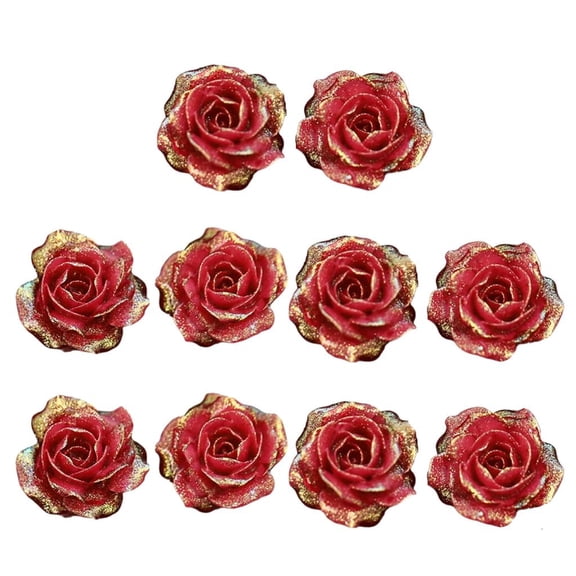 Lerpwige 10 Pieces Sparkling Finish Resin Camellia Flowers Craft Supplies for Handmade Accessories and Decoration