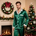 thumbnail image 6 of MYShe Christmas Family Matching Pajamas Long Sleeve Button Down Pj Set Festival Party Sleepwear Christmas Pajamas Family Green,S, 6 of 7