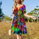 thumbnail image 4 of Vestido elegante de manga corta con estampado de tigre para mujer, promoción de vestidos africanos para mujer, 4 of 7
