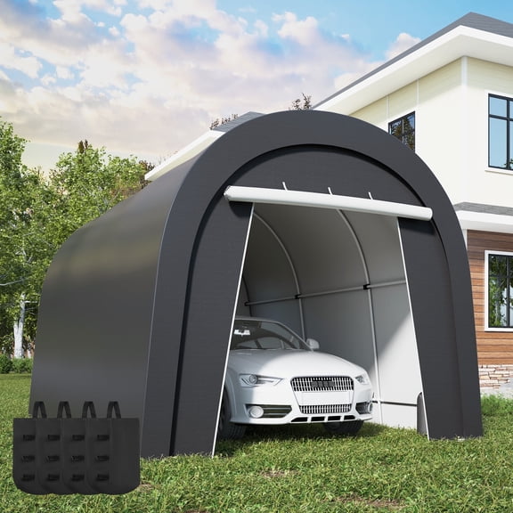 May in Color 10'x15’Metal Heavy Duty Portable Outdoor Garage Carport with 2 Roll-up Door, Waterproof Car Tent for Vehicles and Storage