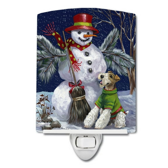 Caroline's Treasures PPP3095CNL Fox Terrier Christmas Winter Fun Ceramic Night Light, 6x4x3", multicolor