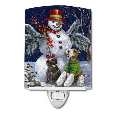 

Caroline s Treasures PPP3095CNL Fox Terrier Christmas Winter Fun Ceramic Night Light 6x4x3 multicolor