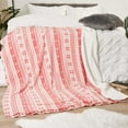 thumbnail image 5 of Dreamscene Large Nordic Sherpa Flannel Fleece Blanket Faux Fur Soft Warm Throw Over Christmas Snow - Blush Pink White, 60" x 70", 5 of 5