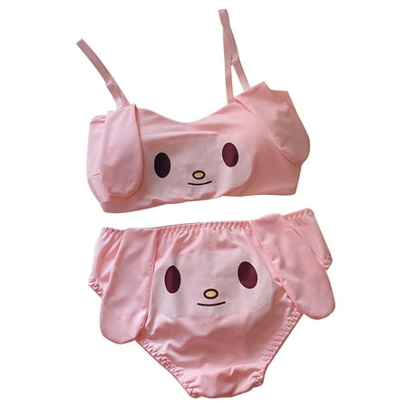 

Women Kawaii Cute Pajamas Set Camisole Crop Top Underwear Shorts Velvet Sleepwear 2 Piece Outfits