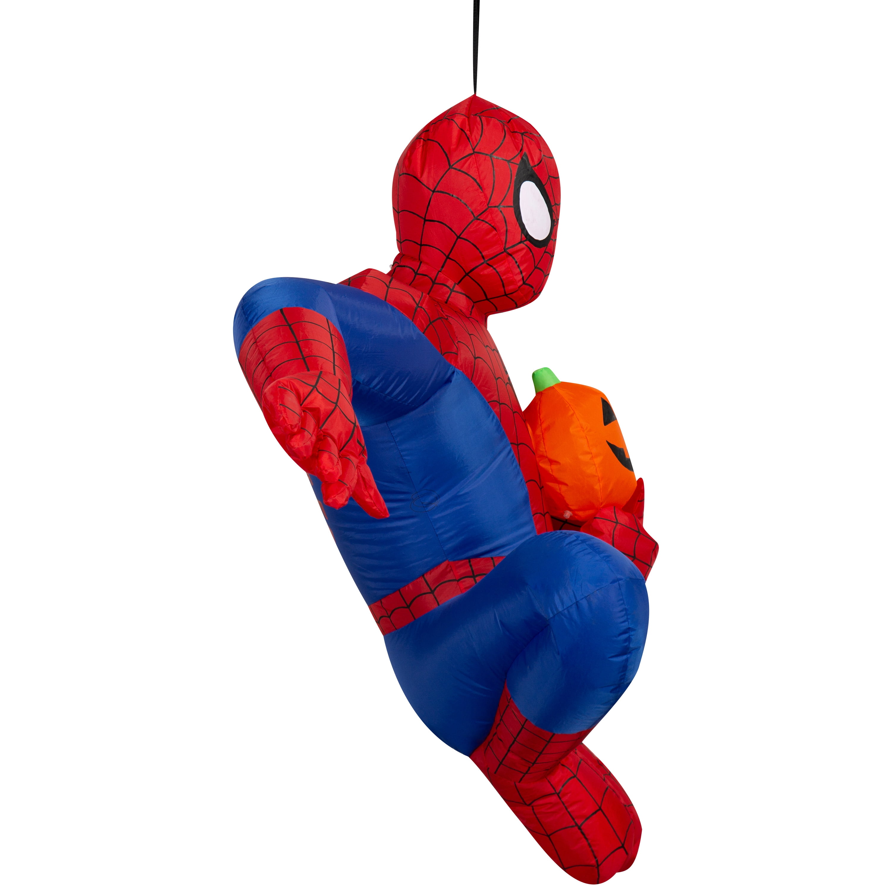Airblown Halloween Yard Inflatable Light Hanging Spiderman with Pumpkin Marvel, 4.5 ft