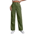 thumbnail image 2 of Kopltyrfg Womens Casual Cargo Pants High Waisted Wide Leg Trousers Palazzo Y2k Streetwear Pants for Women with Pockets (Army Green,L), 2 of 9