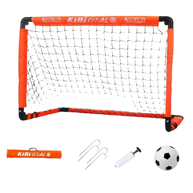 Portería de fútbol Red de fútbol portátil para juegos de patio trasero y porterías de entrenamiento para niños y jóvenes Práctica de fútbol con bolsa Bomba de bola naranja M w