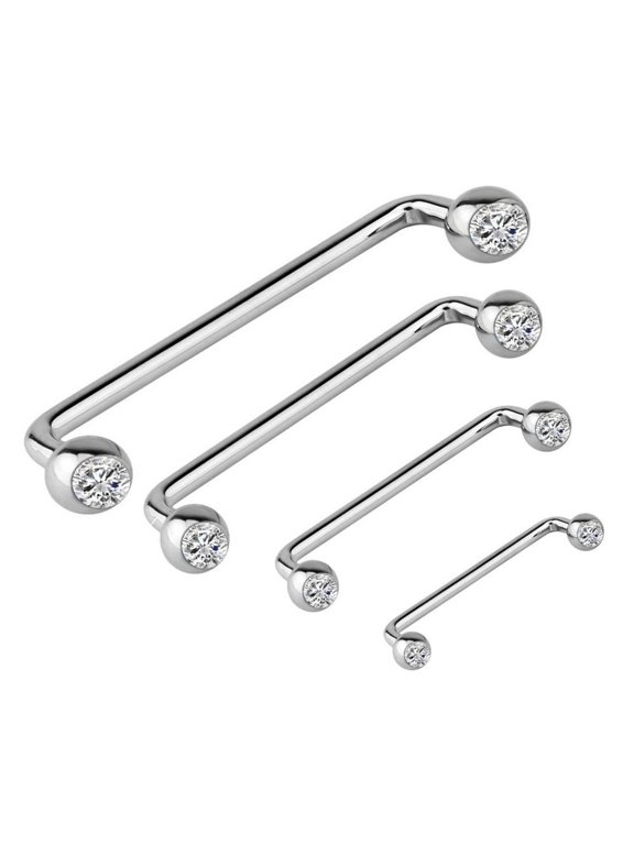 90 Degree Bent Surface Staple Barbells 14 Gauge Internally Threaded CZ