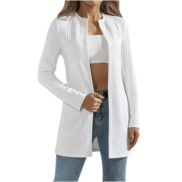 Timegard Womens Tops Fall Winter Long Sleeve Open Front Cardigan Textured Coat Dressy Casual Slim Jackets