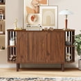 thumbnail image 3 of PHOYAL Oval Sideboards and Buffets, Kitchen Sideboard Storage Cabinet with Doors and Shelves, 47", Walnut, 3 of 10