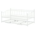 thumbnail image 3 of Tensun White Steel Daybed with Portable Folding Trundle, Twin Size Haven for Bedroom Living Room, Sturdy Steel Slat Support, 3 of 5