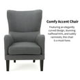 thumbnail image 4 of Upholstered Arm Chair, Mid-Century Modern Accent Chair with Grey Fabric, Comfortable Wingback Design, Perfect for Living Room, Bedroom, or Office Seating, 4 of 5