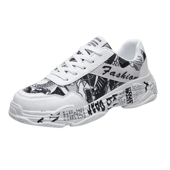 Men Fashion Wild Graffiti Casual Shoes Comfortable Breathable Low-Top Sneakers