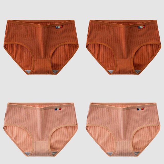TrowBridge-bragas de algodón de 4 unids/set para mujer, ropa interior sencilla a rayas, bragas transpirables para niña, lencería suave y acogedora