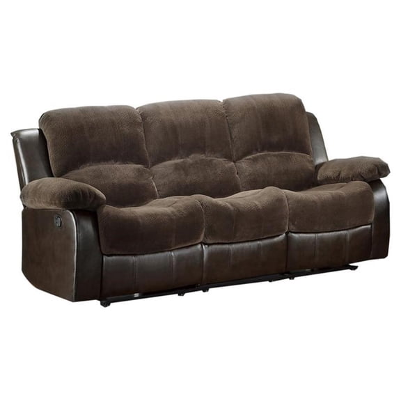 Pemberley Row Microfiber Chocolate Reclining Sofa Rectangular Unassembled