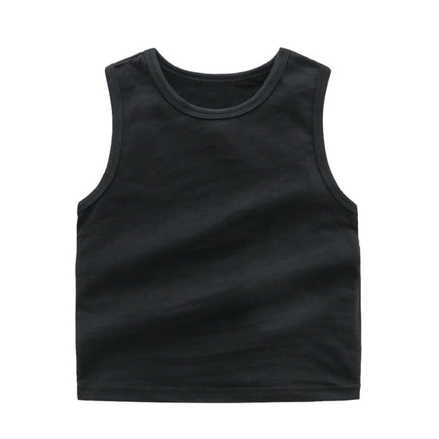 HBFAGFB Camisoles pour Filles Col Rond Sans Manches Gilet Simple Polyvalent Vêtements d'Été Noir Taille 90