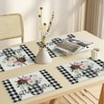 thumbnail image 4 of Placemats Set of 4,Floral Buffalo Plaid,Washable Burlap Heat Resistant Cloth Place mat for Dinning Table,Farmhouse,Outdoor,18X12 Inch, 4 of 6