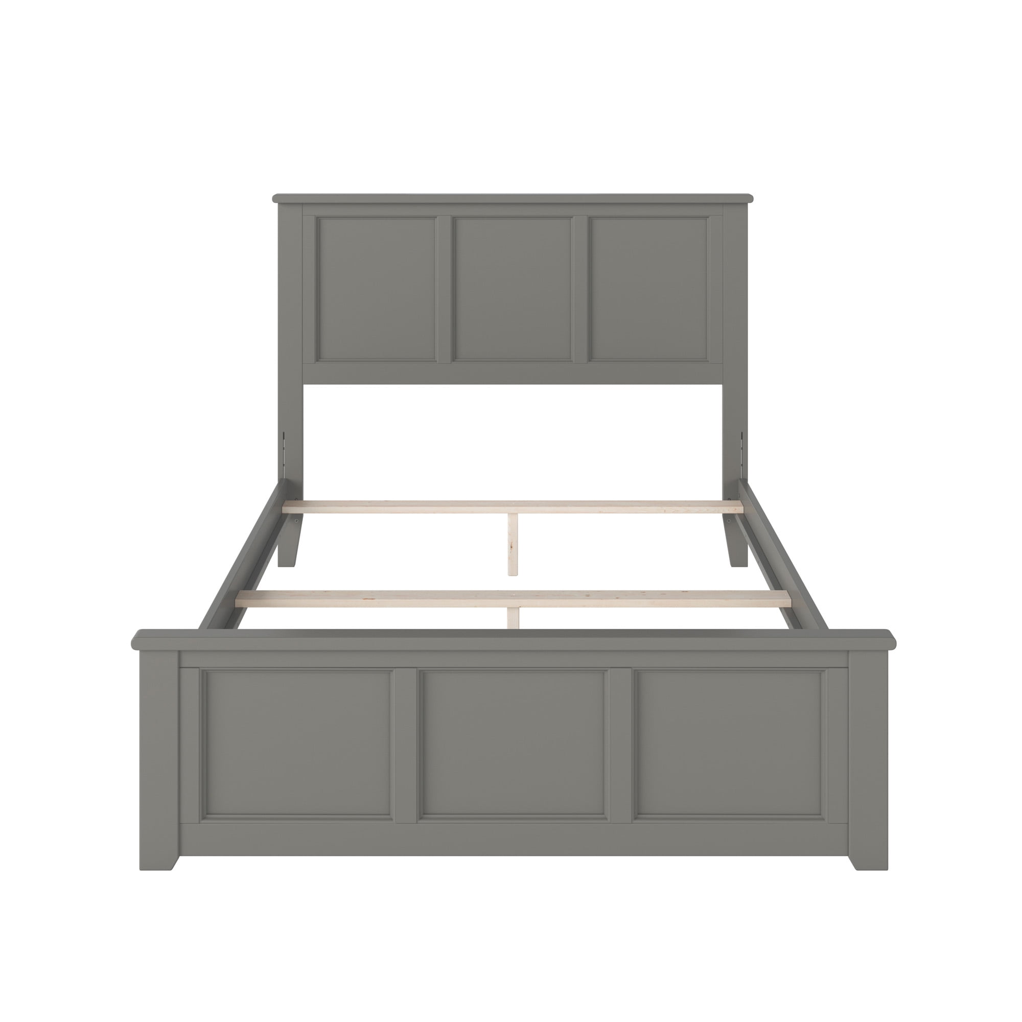 AFI Madison Full Solid Wood Foundation Bed with Matching Headboard Footboard, Grey