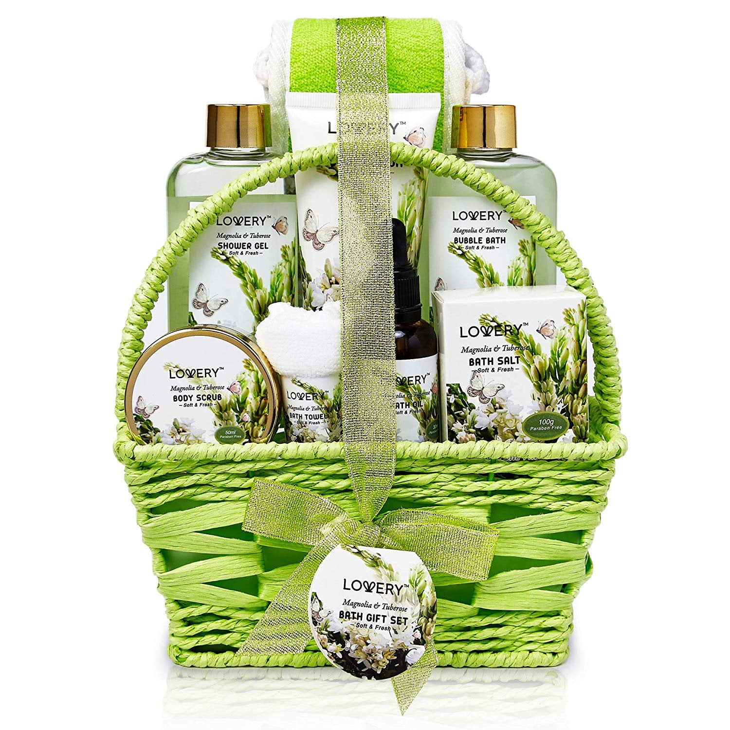 Bath and Body Gift Basket For Women Magnolia and Tuberose Home Spa