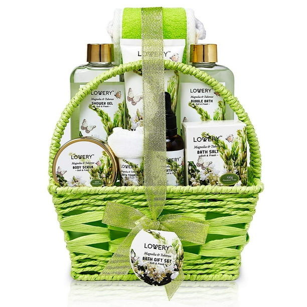 Bath and Body Gift Basket For Women Magnolia and Tuberose Home Spa