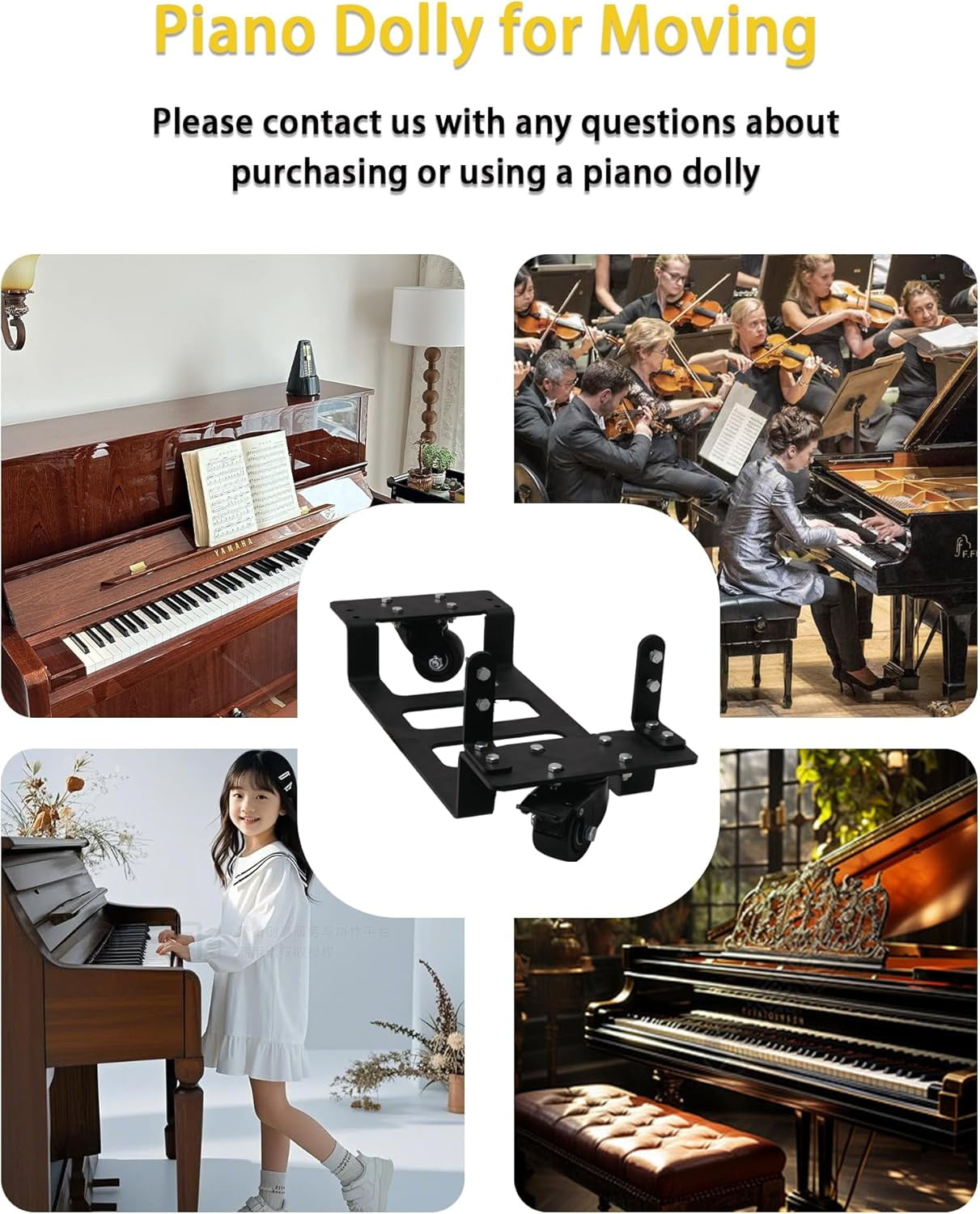 2Pcs  Heavy-Duty Piano Dolly for Moving, Suitable for Home, Concert Hall Piano Transport's Piano Mover,with Brakes Piano Dollies