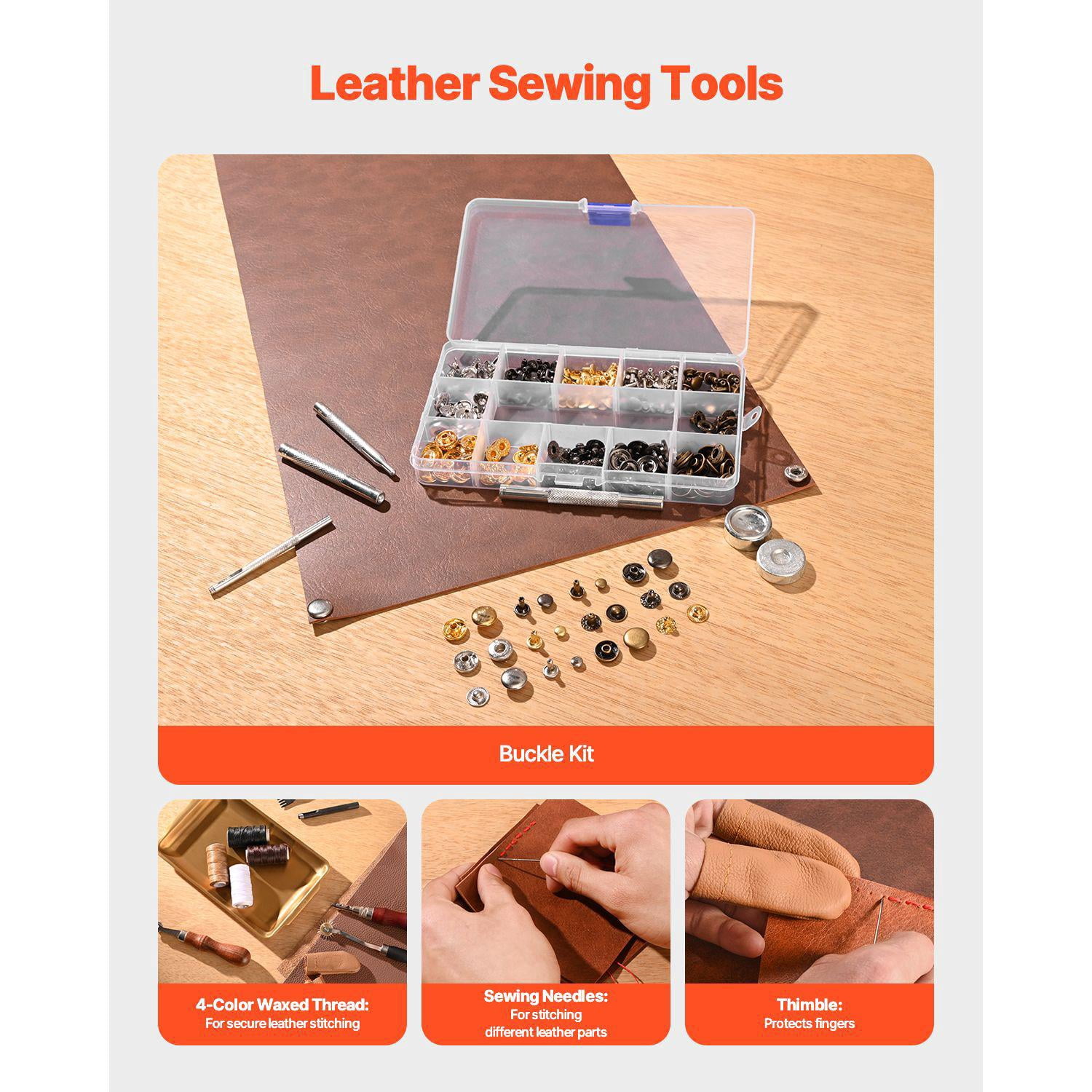 Leather Craft Tools Kit 61 PCS with Portable Canvas Bag for Engraving Punching Sewing Stamping Sanding Ideal for Beginners DIY Enthusiasts Professionals