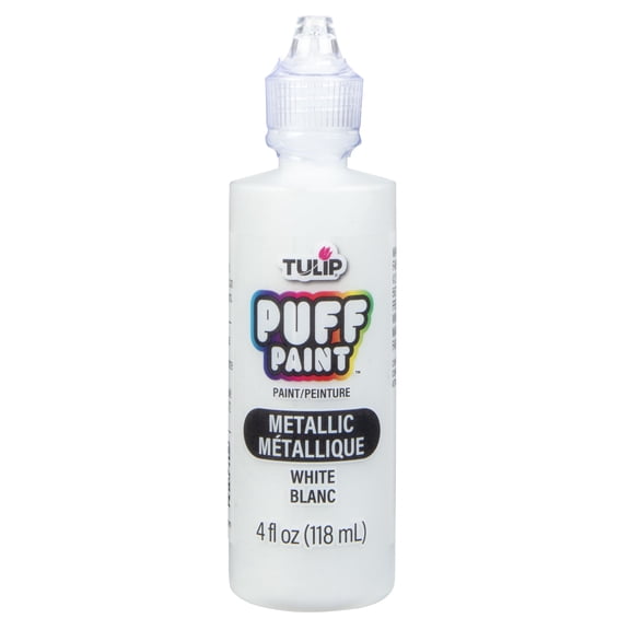 Tulip Dimensional Fabric Paint – Metallic White, 4 fl oz, Permanent Craft Paint for Clothes & DIY Projects