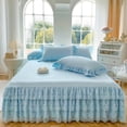 thumbnail image 1 of Triple Lace Bed Skirt Compatible with Queen/King Beds - 17" Length, Ruffled Bed Skirt, Wraparound Bed Skirt, Wrinkle Resistant, 1 of 5