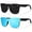 Matte Black Frame | Smoke Lens & Matte Black Frame | Ice Blue Mirror Lens, variant on Trendy One-Piece Mirrored Lens Polarized Shades Fashion Sunglasses for Men-2 Pairs