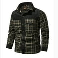 thumbnail image 5 of Miluxas Men's Outdoor Casual Camp Fleece Sherpa Lined Flannel Plaid Shirt Jacket Army Green, 5 of 8