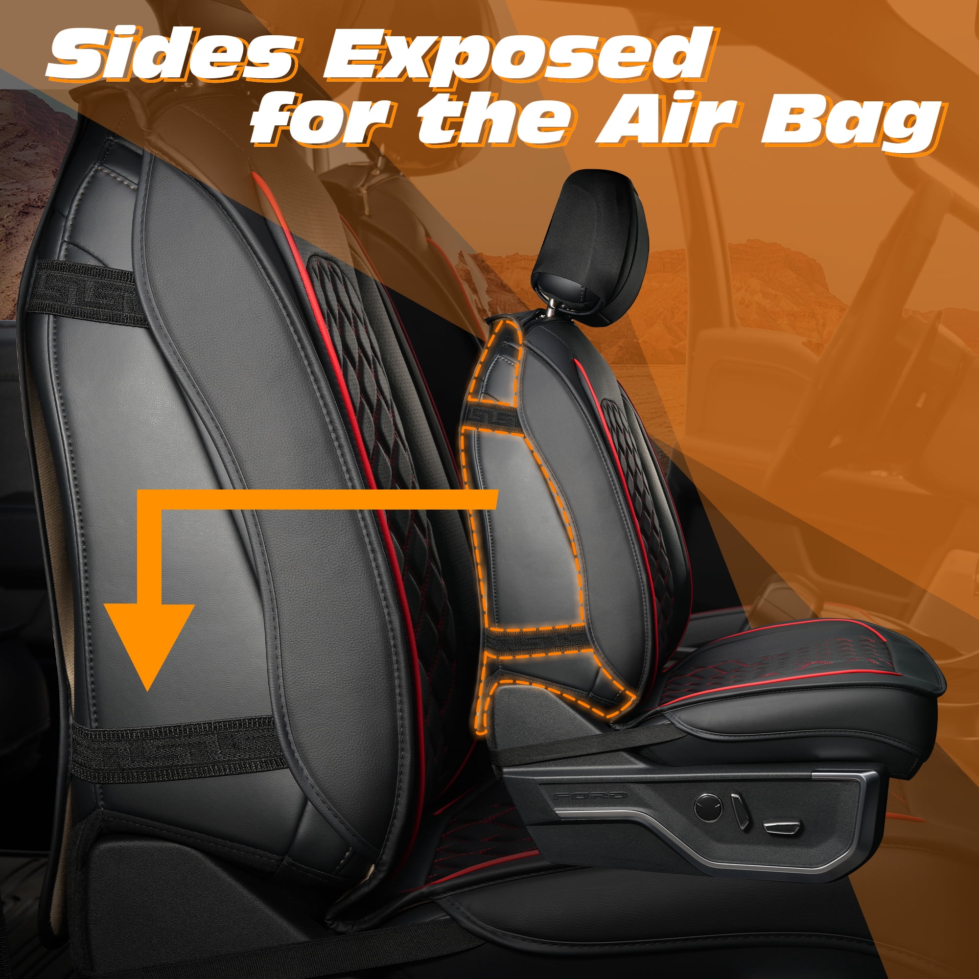 LINGVIDO F-150 Waterproof Faux Leather Automotive Seat Covers Fit for Ford 2009-2026 F150 F250 F350 F450 Super Duty Crew Cab XL XLT Lariat King Ranch Platinum