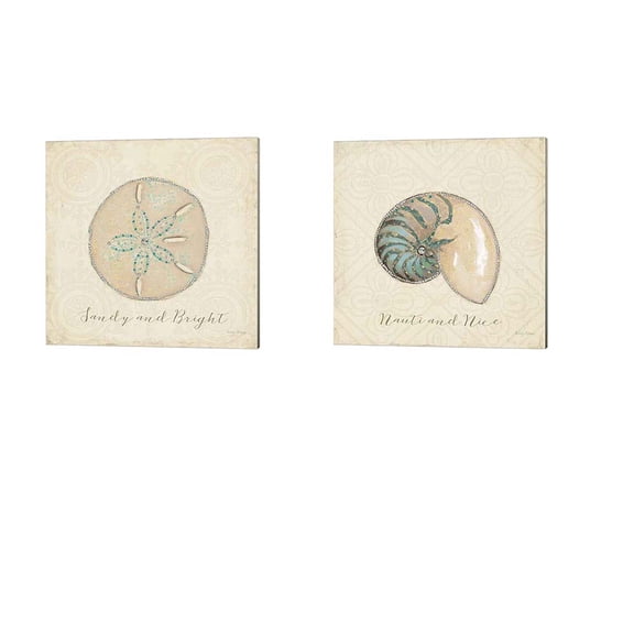 Great Art Now Beach Treasures Christmas A by Emily Adams 2 Piece Canvas Art Set Each 14"W x 14"H