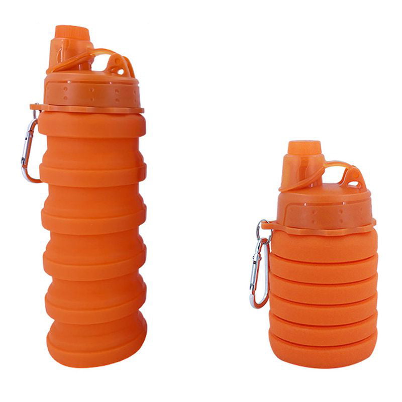 Orange Silicone Water Bottle Collapsible Squeeze,Gym,Portable,Sports,Camping 