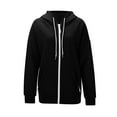 thumbnail image 6 of Fartey Women's Zip Up Hoodies Oversized Long Sleeve Hooded Jackets Loose Lightweight Fall Winter Pullover Sweatshirts with Pockets Black M, 6 of 8