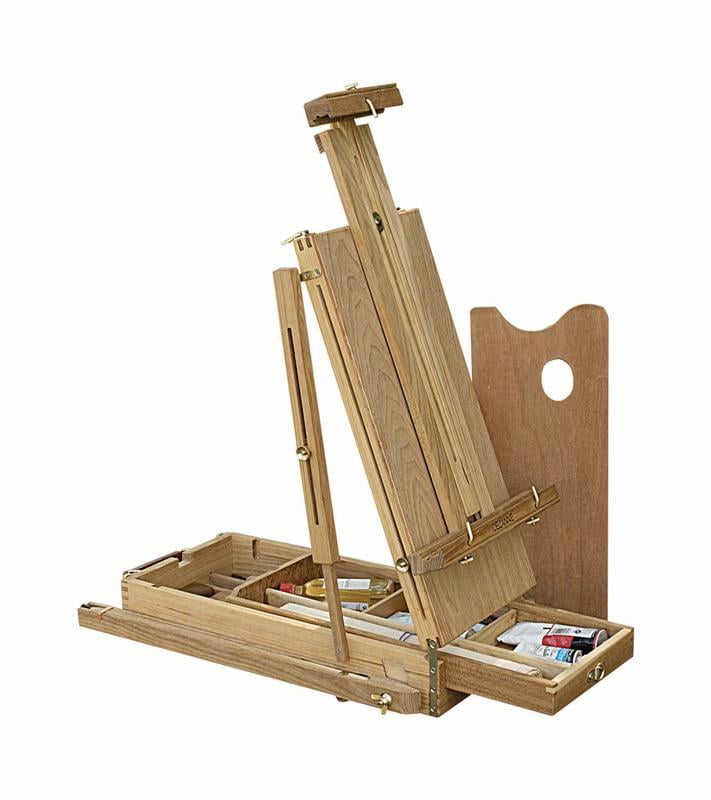 Creative Mark Cezanne Half Box French Travel Easel - All Wood, Oiled Elm, Lightweight 11.25 lbs, Watercolor, Drawing, Plein Air Use, Comfortable Handle, Adjustable Strap
