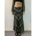 thumbnail image 2 of Gureui Women's Spring Summer Long Skirt Low Waist Stripe Pattern Print Fishtail Skirt for Travel, Beach, Shopping, 2 of 9