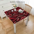 thumbnail image 2 of Burnt Orange Elastic Square Tablecloth, Leafage Pattern Flower Petals Home Decorative Tablecloths, Great for Home Kitchen/Parties/Holiday Dinner, 2 of 7